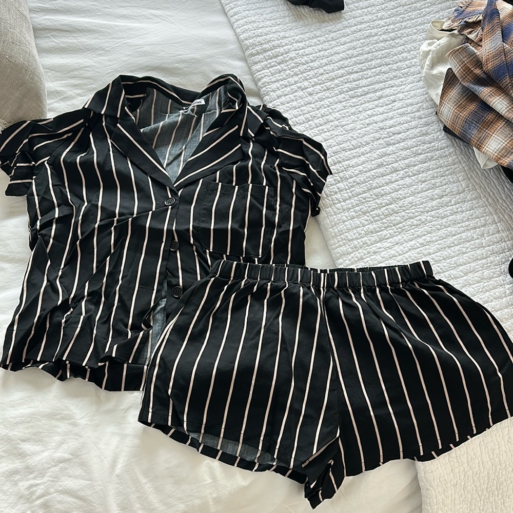 Reformation striped pajama set